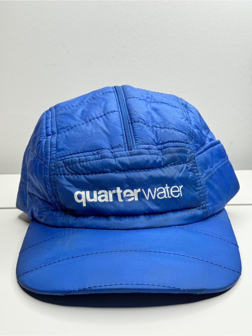 Quarterwater Puffer Cap Blue Insulated Hat Snapback Quilted Winter Streetwear